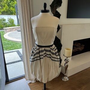 Malene Birger Strapless Bubble Dress with Pockets - Cream and Black Size 40